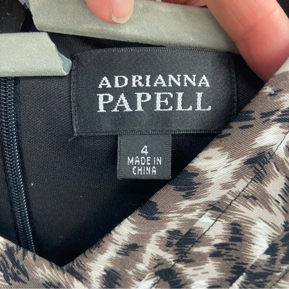 Adrianna Papell Sleeveless Jersey Leopard Print Pleated Sheath Dress Size 4 NWT - Picture 2 of 9